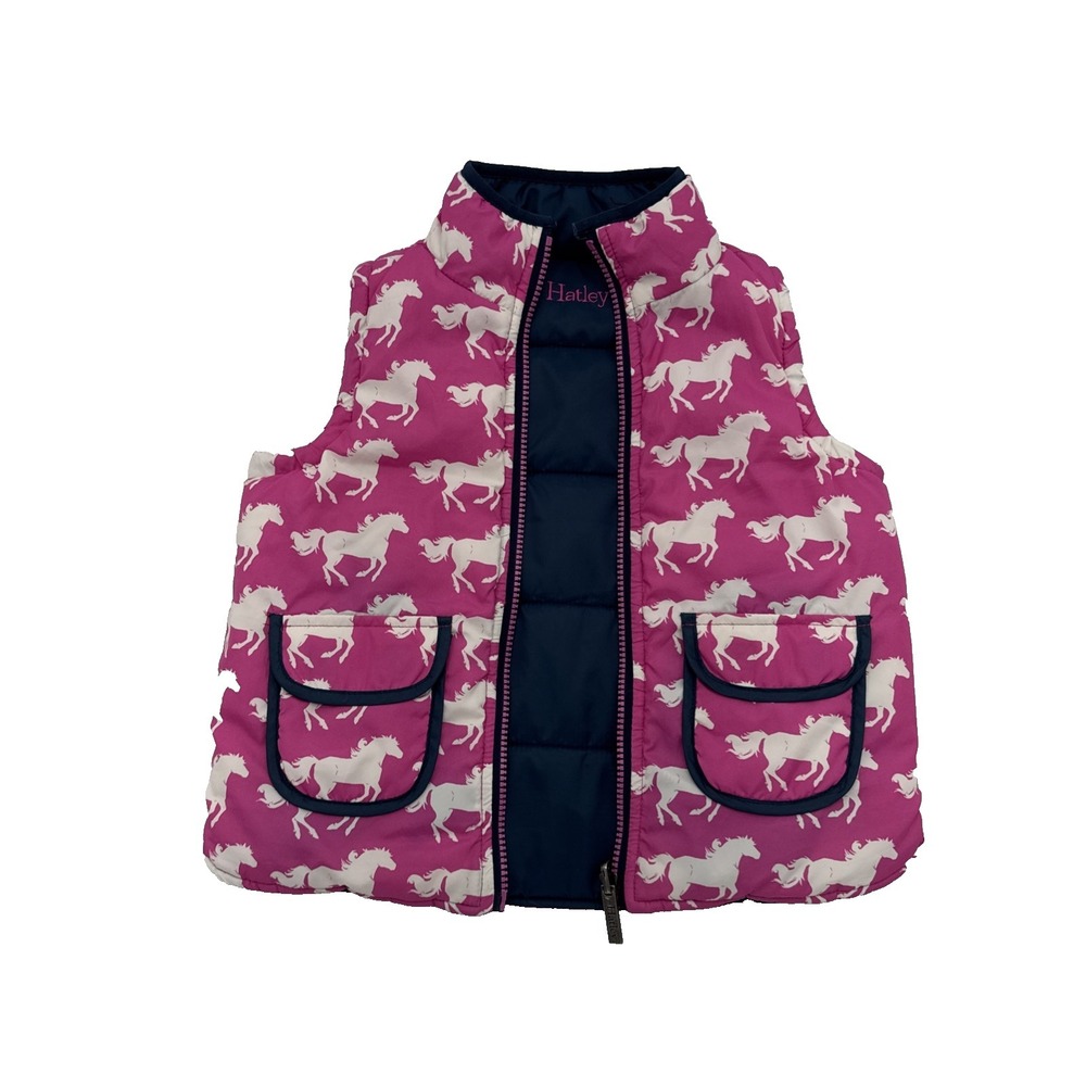 Hatley Vest Girls Size‎ 4 Horse  pony Print Reversible navy blue ,My little pony